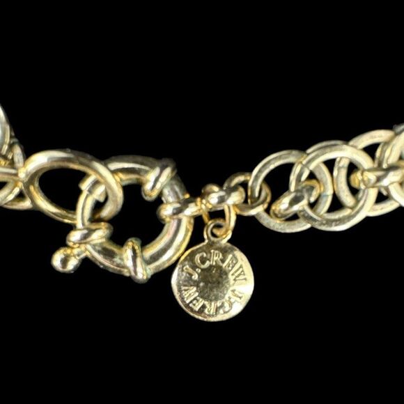 Signed J Crew Gold Tone Faux Pearl Cluster Clear Lucite Beaded Statement Necklac - Picture 5 of 8